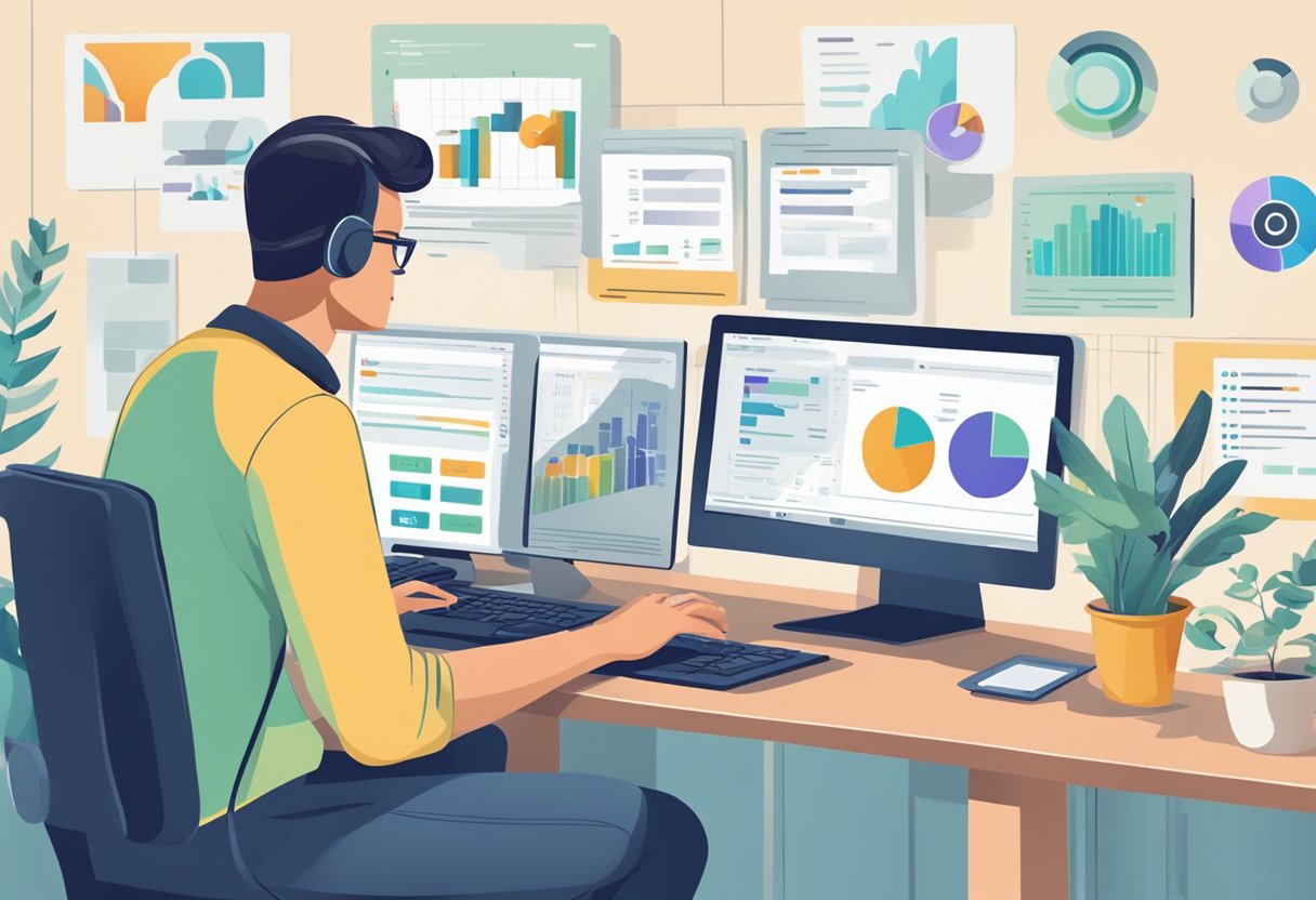 A person analyzing keyword metrics on a computer